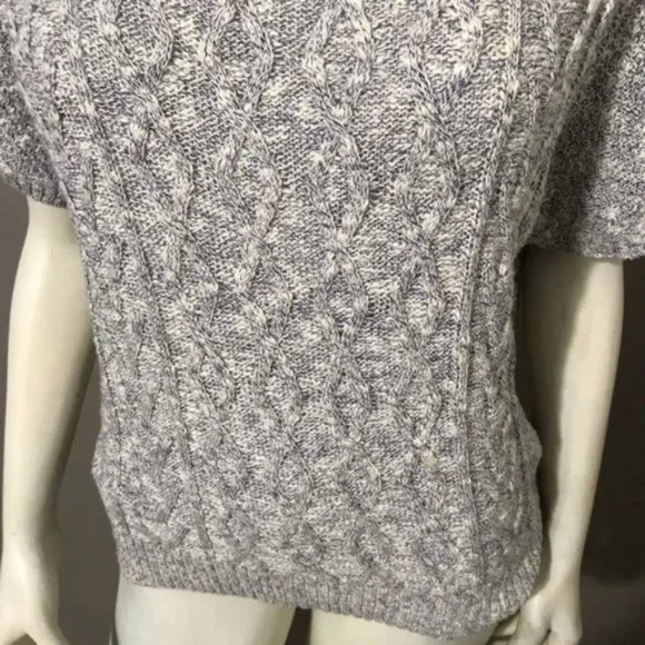 #80 Nine West Women's Crew Pullover Short Sleeve Cable Knit Sweater Gray Size M - Picture 3 of 9